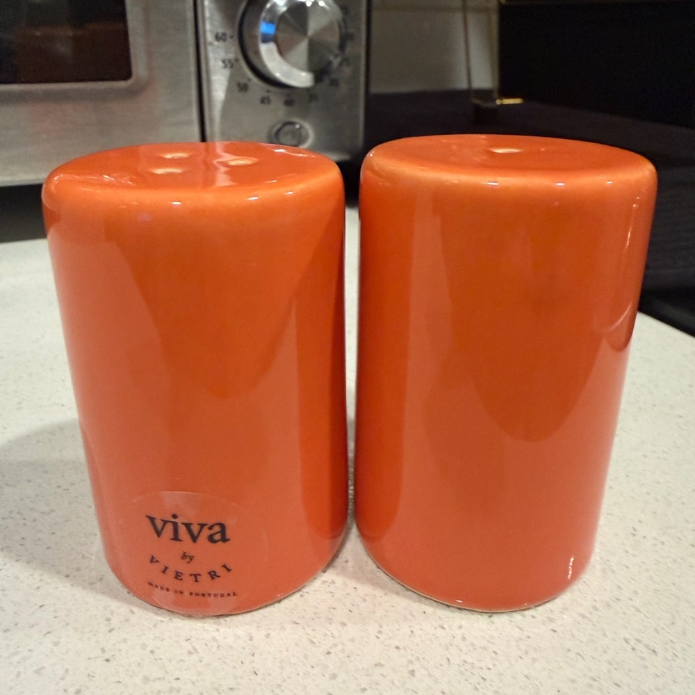 Viva by Vietri Orange Ceramic Salt and Pepper Shakers
